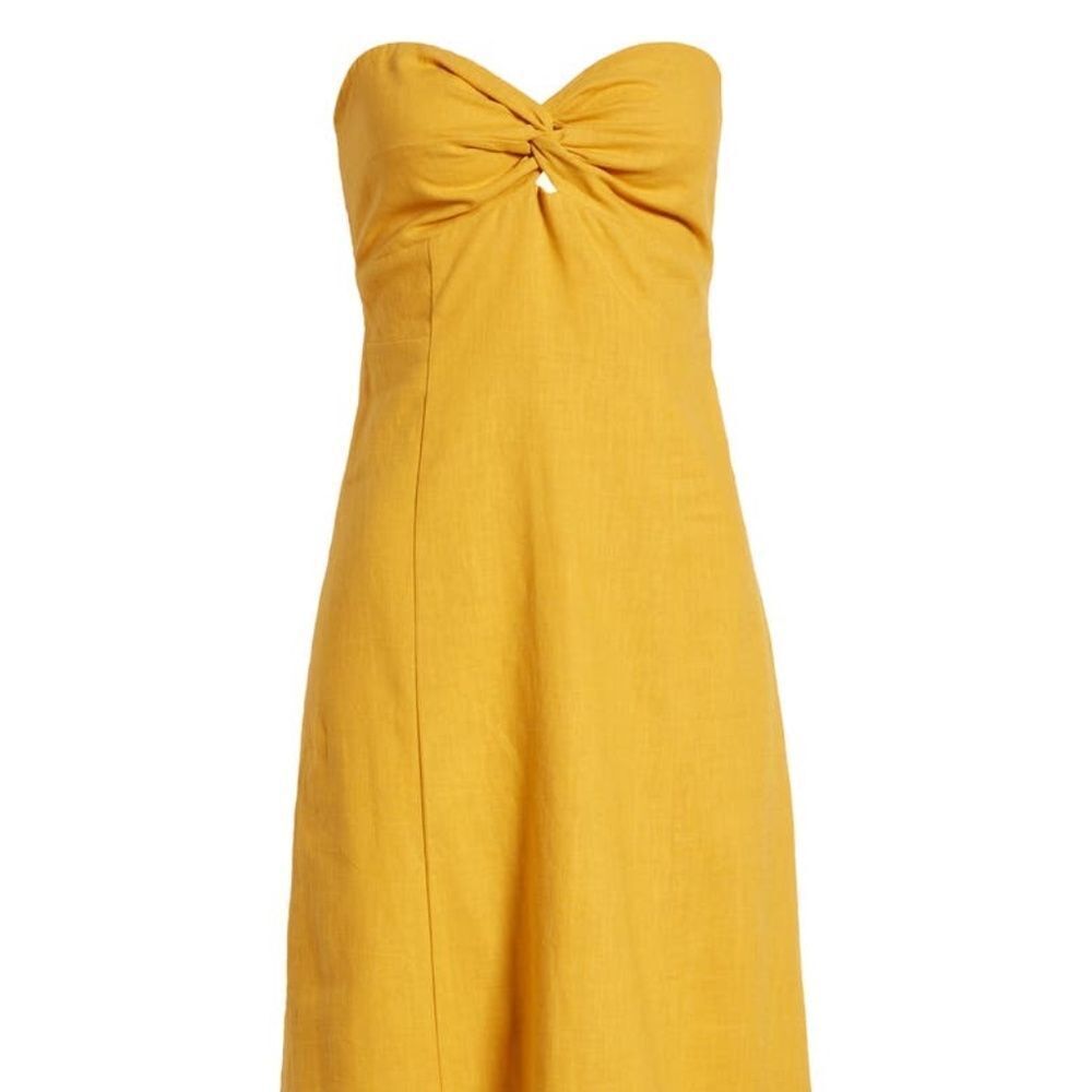NEW Lost + Wander Elia Strapless Linen & Cotton Midi Dress - size small - Picture 3 of 9